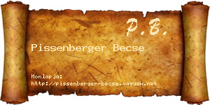 Pissenberger Becse névjegykártya